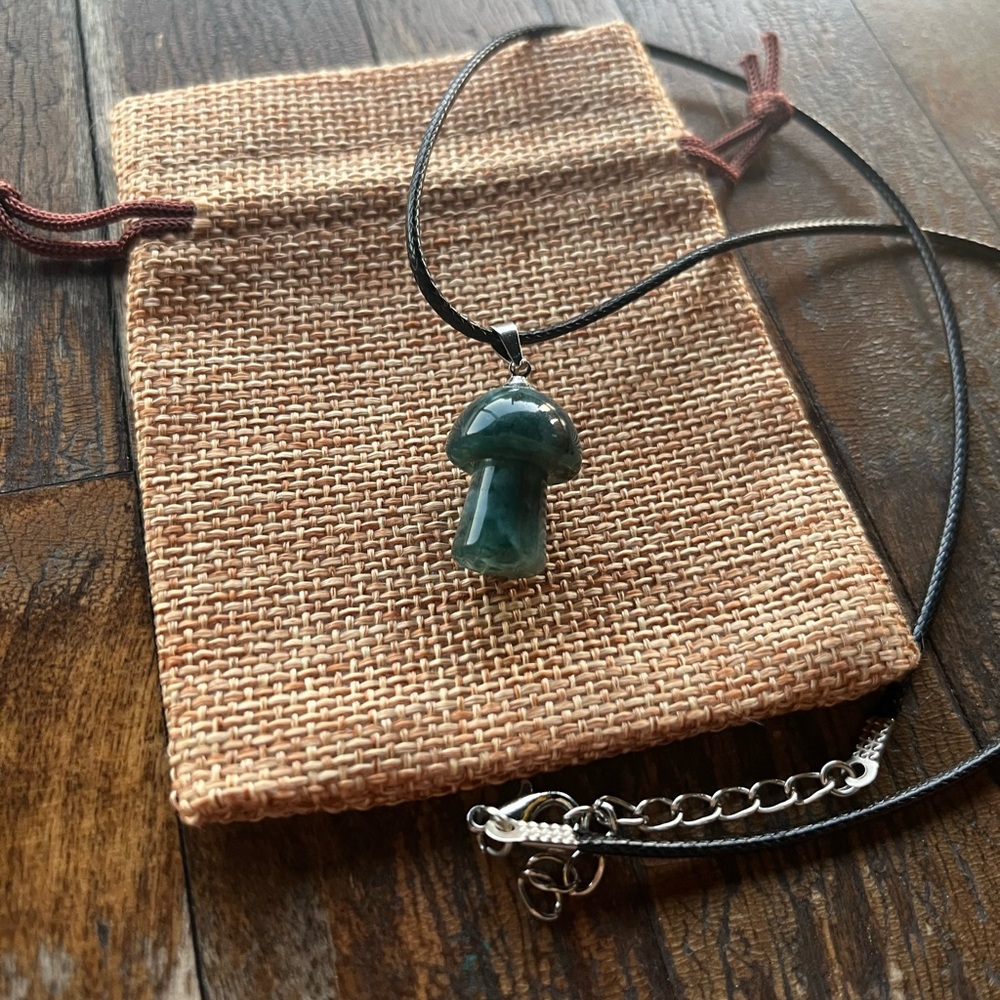 Indian Agate Mushroom Pendant Crystal Mushroom Pendant Mushroom Necklace